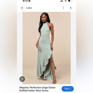 Lulu's One Shoulder Sage Green Maxi Dress